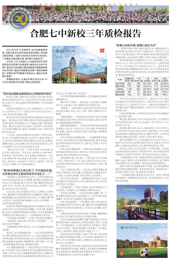 《新安晚报》等:合肥七中新校三年质检报告(图1)